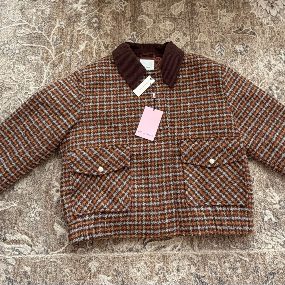 Avec Les Filles X  Anthropologie Lined Houndstooth Wool Jacket